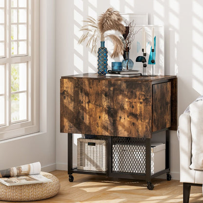 Ensemble De Table À Manger Pliante 3 Pièces Avec 2 Tabourets Avec Roulettes Verrouillables 2 Étagères De Rangement En Treillis Pour Bureau